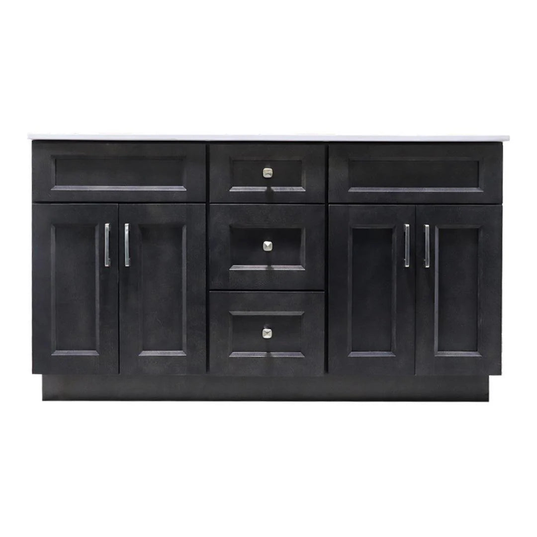 48" Hardwood Black Vanity Base With 6 Drawer