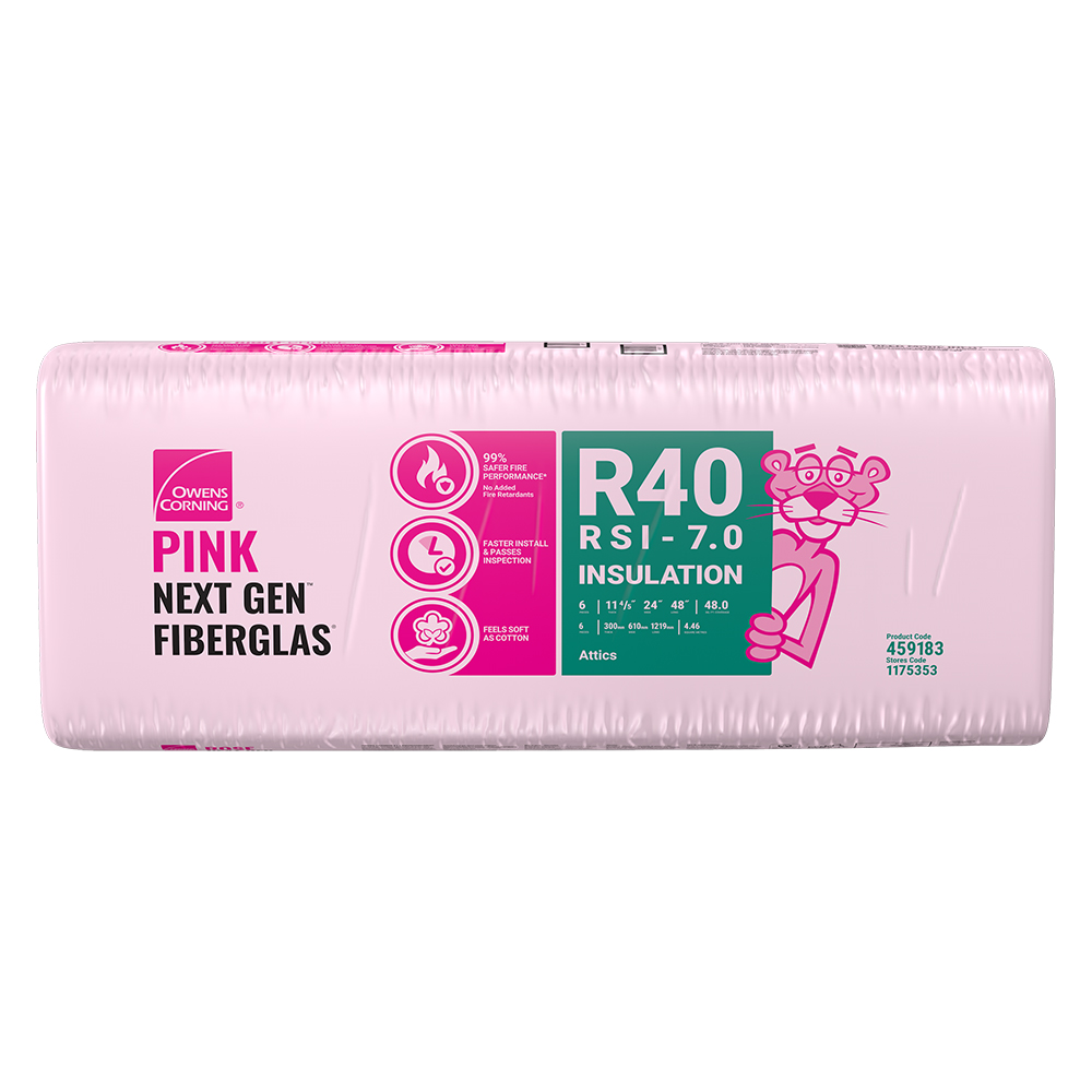 Owens Corning R-40 PINK NEXT GEN FIBERGLAS Insulation 24-inch x 48-inch x 11-inch (48 sq.ft.)