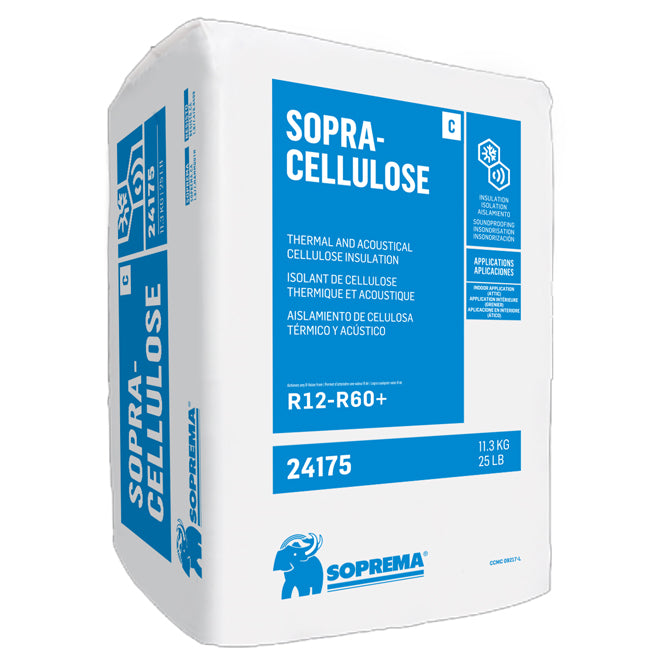 Soprema Sopra-Cellulose R12-R60+ 25-lb Thermal and Acoustical Cellulose Insulation
