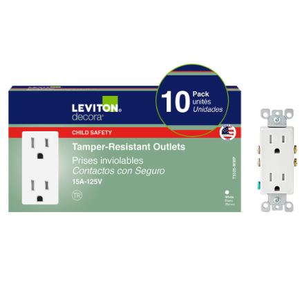 Leviton Decora Tamper Resistant Receptacle, White