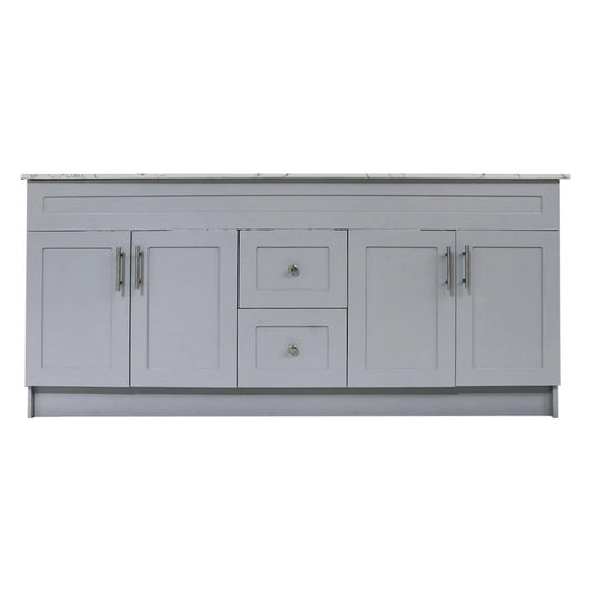 60" Grey MDF Vanity Base For Double Sink With 2 Drawer