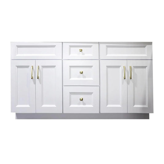 60" Hardwood Vanity Base For Double Sink With 3 Drawers