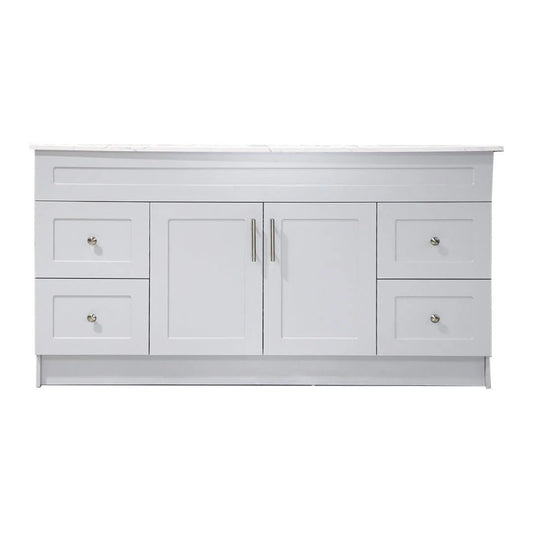 60" White MDF Vanity Base With 4 Drawer