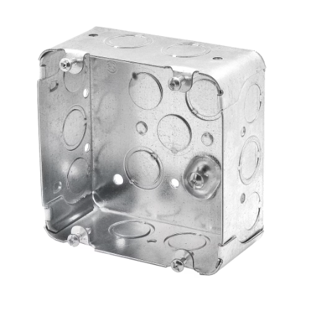 4-11/16" x 4-11/16" x 2-1/8" Electrical Outlet Conduit Box With Knockout - 72171-K