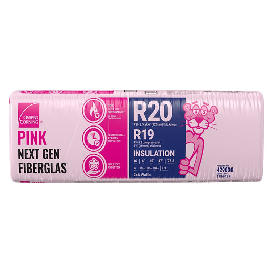 Owens Corning R-20 PINK NEXT GEN FIBERGLAS Insulation 15-inch x 47-inch x 6-inch (78.3 sq.ft.)