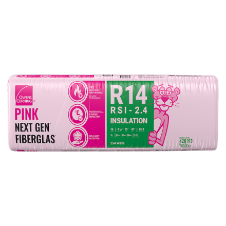 Owens Corning R-14 PINK NEXT GEN FIBERGLAS Insulation 15-inch x 47-inch x 3.5-inch (78.3 sq.ft.)
