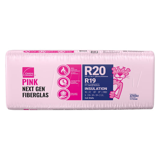 Owens Corning R-20 PINK NEXT GEN FIBERGLAS Insulation 23-inch x 47-inch x 6-inch (120.0 sq.ft.)