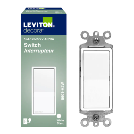 Leviton Decora Single Pole Switch, White